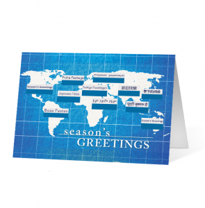 World Map Greetings corporate holiday greeting card thumbnail