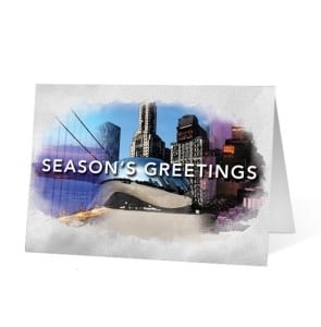 Watercolor Scenes Christmas corporate holiday greeting card thumbnail
